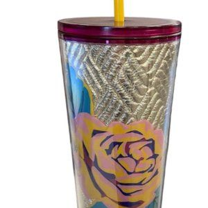 Starbucks 24 OZ Rose Print 2020 Limited Edition Tumbler with Straw *New*